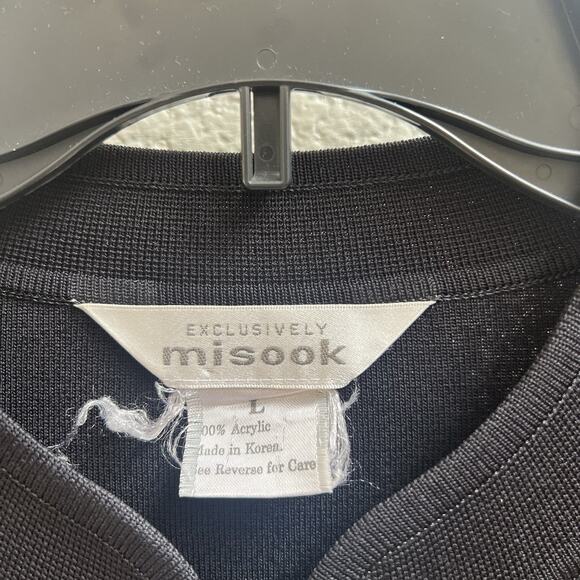 Exclusively MISOOK Sz L Jacket Cardigan Black Pink Acrylic Sweater Full Zip - Picture 3 of 5